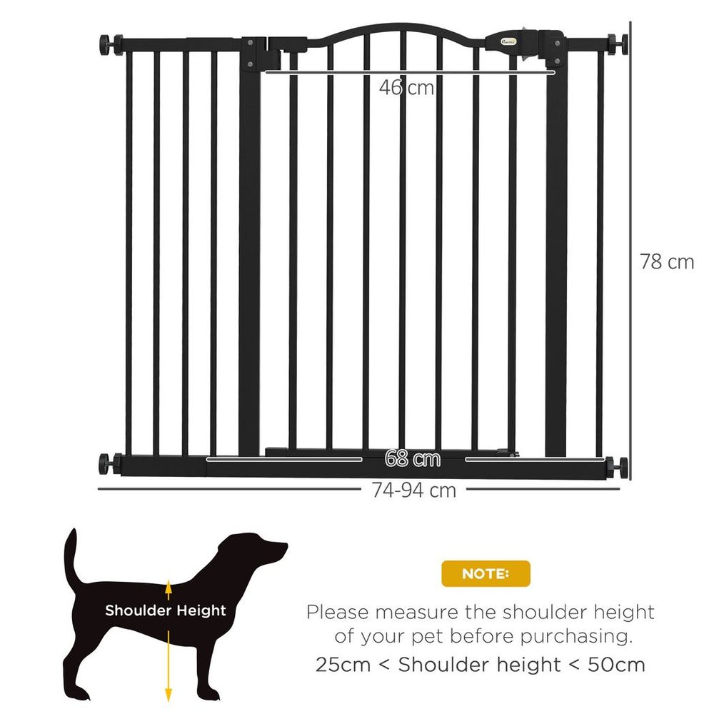 Adjustable Metal Pet Gate - Auto-Close, Black