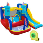4 in 1 Kids Bouncy Castle Large Sailboat Style Inflatable House Slide Trampoline Water Pool Climbing Wall with Blower Carrybag for Kids Age 3-8, 2.65 x 2.6 x 2m