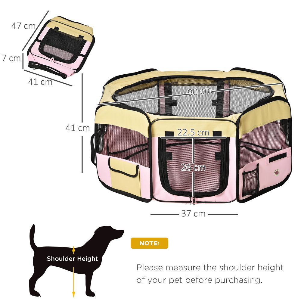 Fabric Pet Dog Cat Puppy Playpen Rabbit Guinea Play Pen in Pink Small L37 x H37cm x D90cm