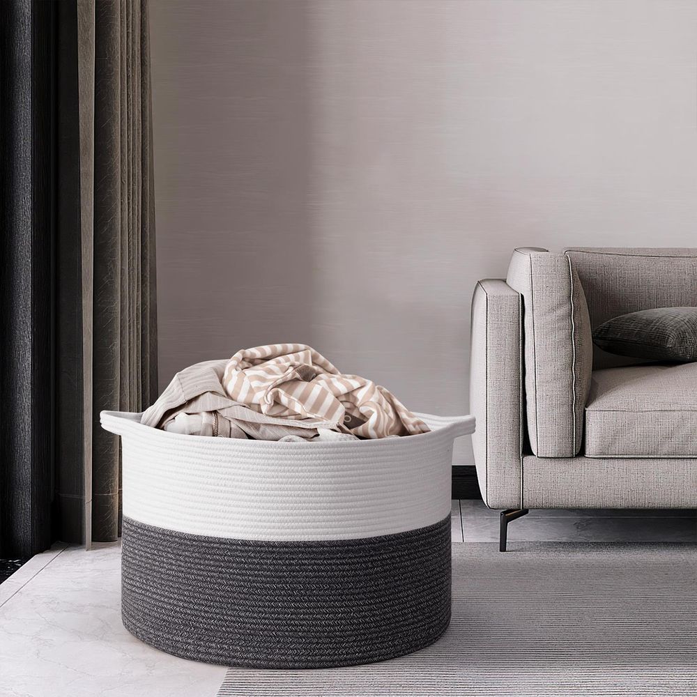 Laundry Basket White & D Grey