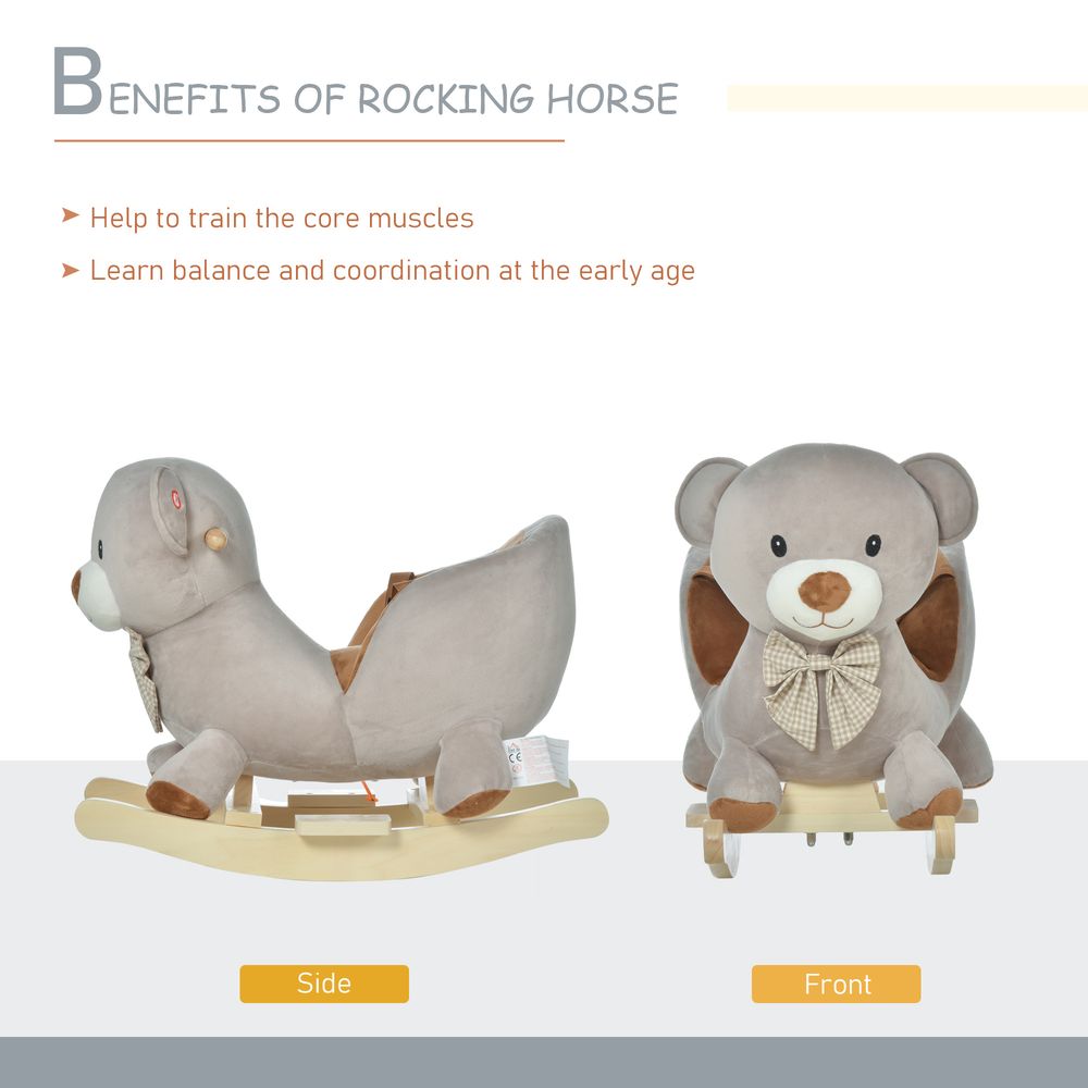 Kids Rocking Bear Plush Ride On - Safe & Secure