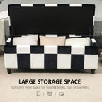 114cm Velvet Storage Ottoman: Button-tufted Footstool Box, Spacious and Stylish