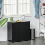 Glossy and Matte Side Cabinet with 2 Door & 2 Drawer - for Home Office - Black