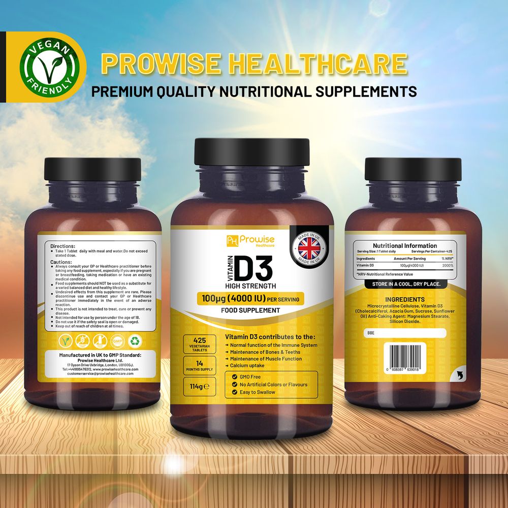 Vitamin D3 Supplement - 4000 IU, 425 Vegetarian Tablets