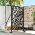 6.5FT Metal Outdoor Privacy Screen Panel with Stand, Twisted Lines