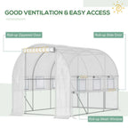 Spacious Outdoor Plant Greenhouse with Zippered Doors, Proficient Seller - White