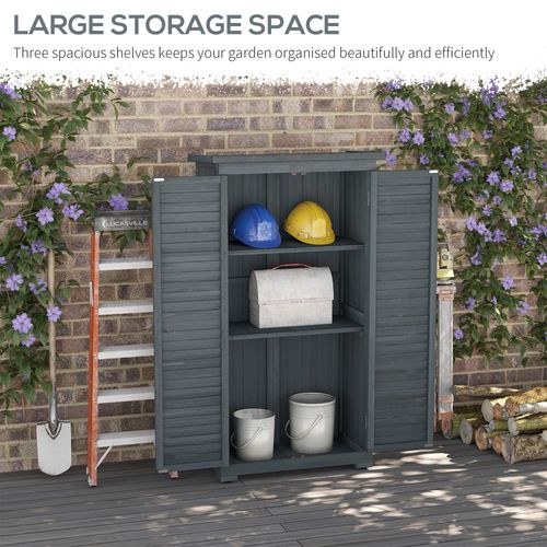 Wooden Garden Storage Shed, 3 Shelves Tool Cabinet
