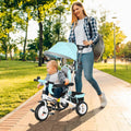 6 in 1 Kids Trike, Stroller with Parent Handle, Green Purple