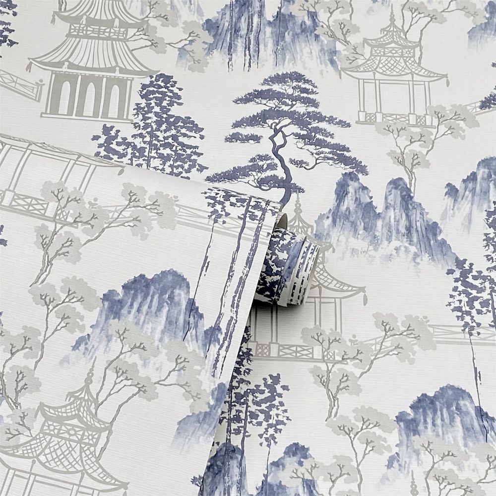 Japanese Pagoda Decorative Ornament - Blue Grey