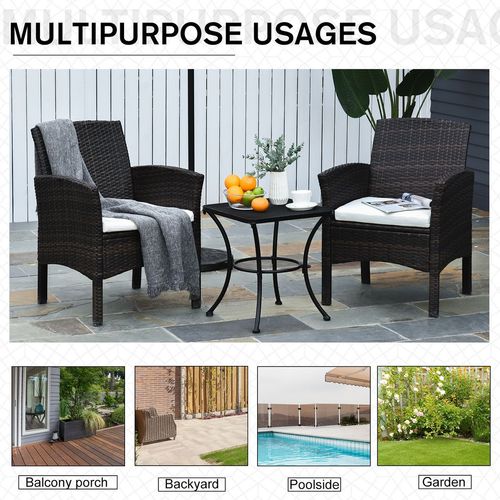 Metal Patio Bistro Table - Square 45cm, Black