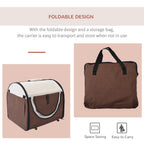 Folding Fabric Soft Pet Crate Dog Cat Travel Carrier Cage Kennel House Brown 46L x 36W x 41H cm