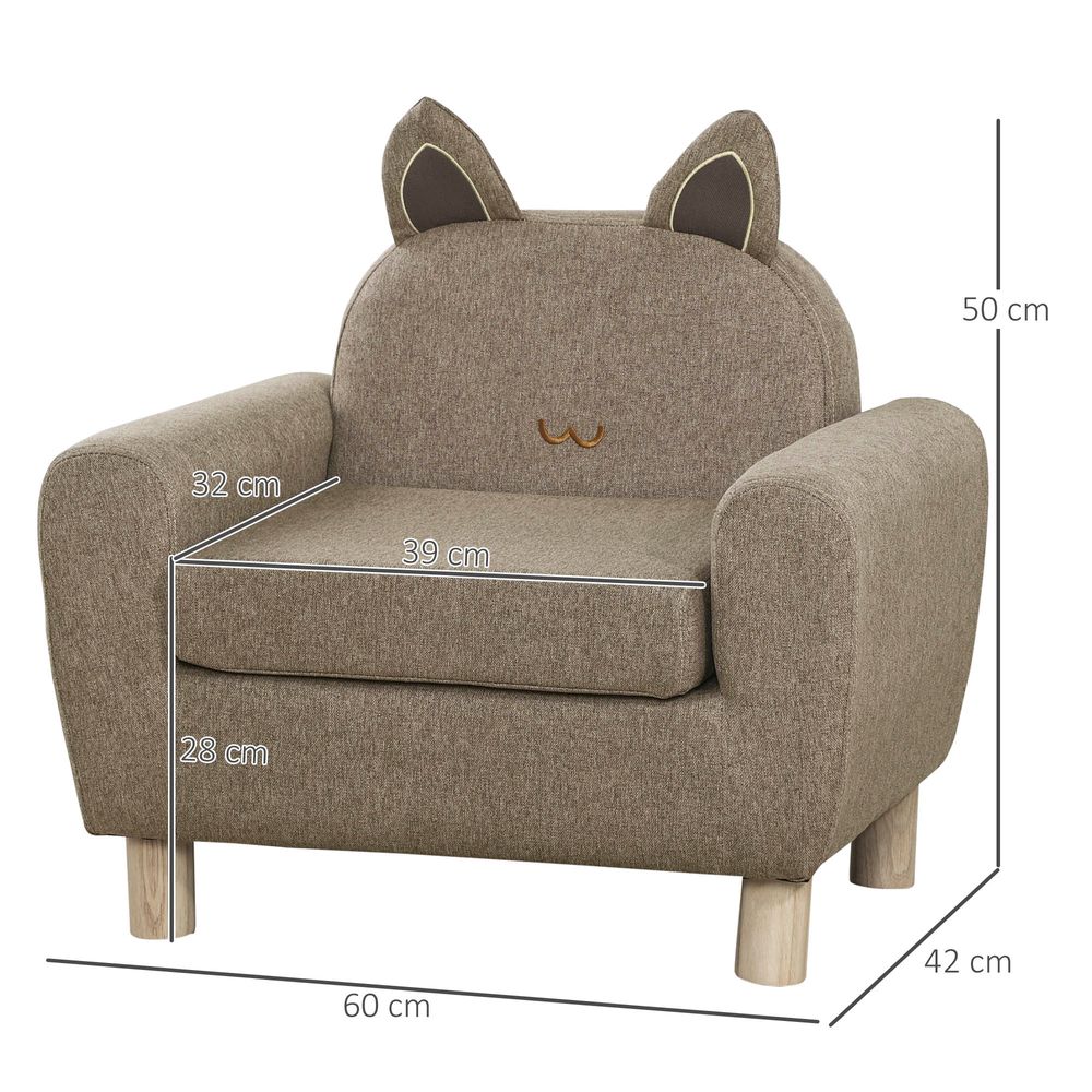 Kids Mini Sofa - Brown Armchair for Bedroom or Playroom - Ages 3-5 - 45kg Max Load
