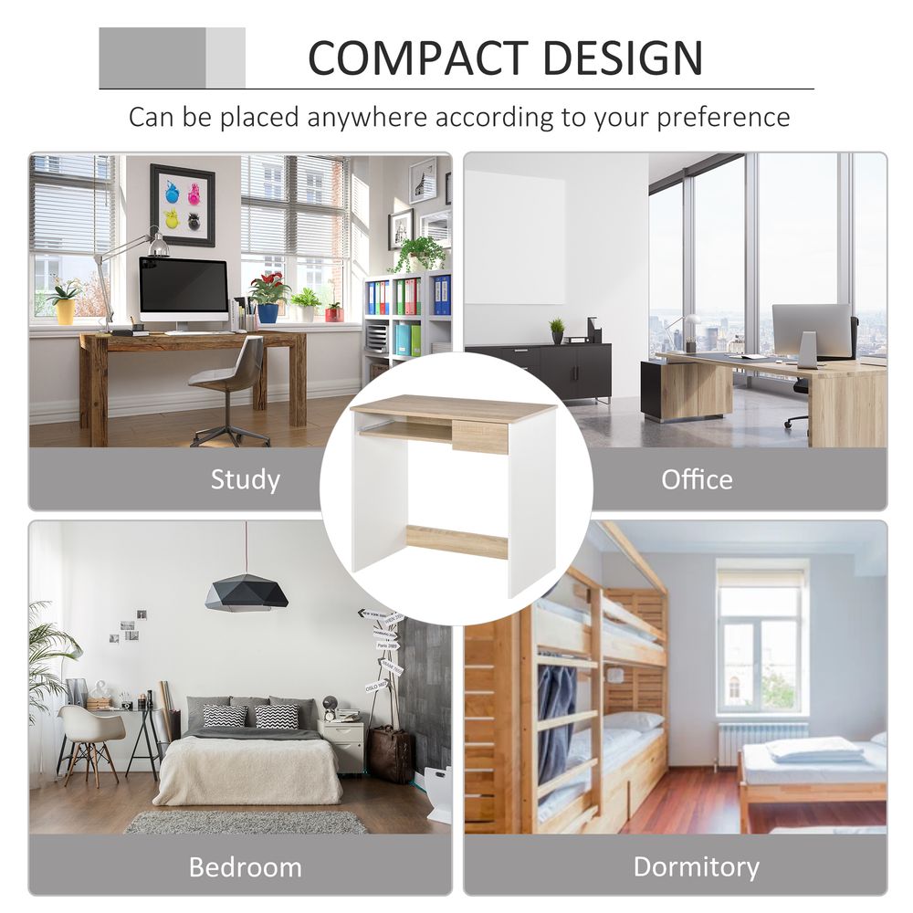 Oak Computer Desk: Space-saving, durable, and stylish. for study, office, or bedroom. Shop now!