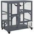 Outdoor Catio Cat House on Wheels with Platforms, Hammock