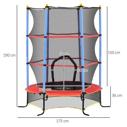 Trampoline for Kids w/Enclosure Net Built-in Zipper 3-10 Year
