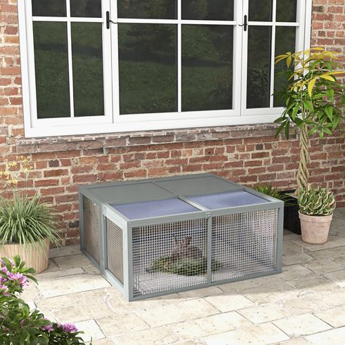 Wooden Folding Rabbit Run for 2-3 Rabbits, Guinea, Grey