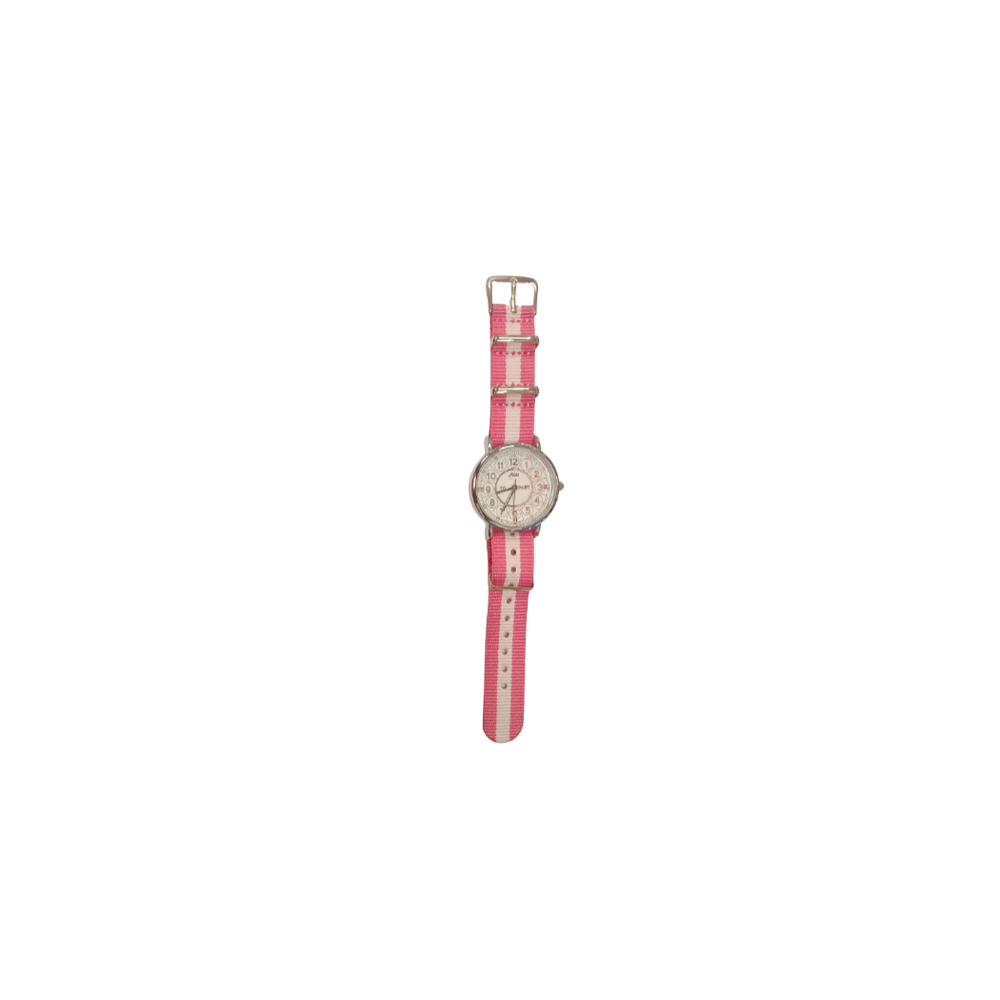 Girls Time Teacher Watch - Analogue Nylon Strap, Bold Numbers, Quartz Movement - 1-Year