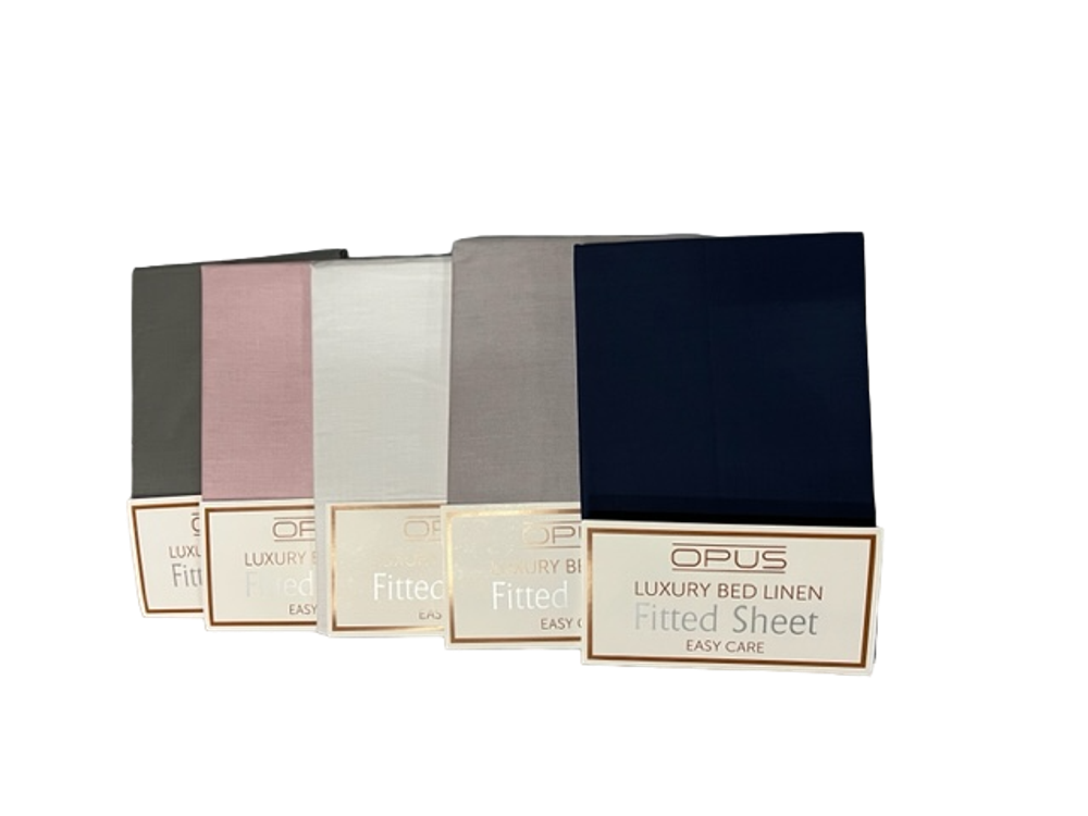 Opus Polycotton Bedding - Easy care, pink, silver, grey, navy, white, fitted & flat sheets, pillowcase pairs
