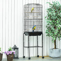 Bird Cage Budgie Cages for Finch Canary Parakeet with Stand Wheels Slide-out Tray Accessories Storage Shelf, Black 46.5 x 36 x 157 cm