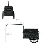 Bike Trailer w/ Foldable Storage & Pneumatic Tyres - Black