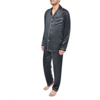 SILK PJS LONG SET MENS LARGE BLACK Pyjamas