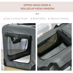 Folding Pet Carrier Bag House W/ Cushion Storage, Grey 60x41.5x41cm