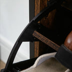 Rustic Brown Shoe Cabinet - 2 Flip Door, Divider, Entryway