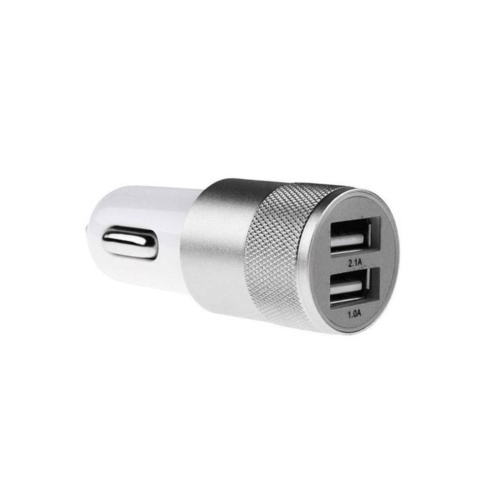 FX Car Charger 2.1A Twin USB Socket Universal Charger, Silver