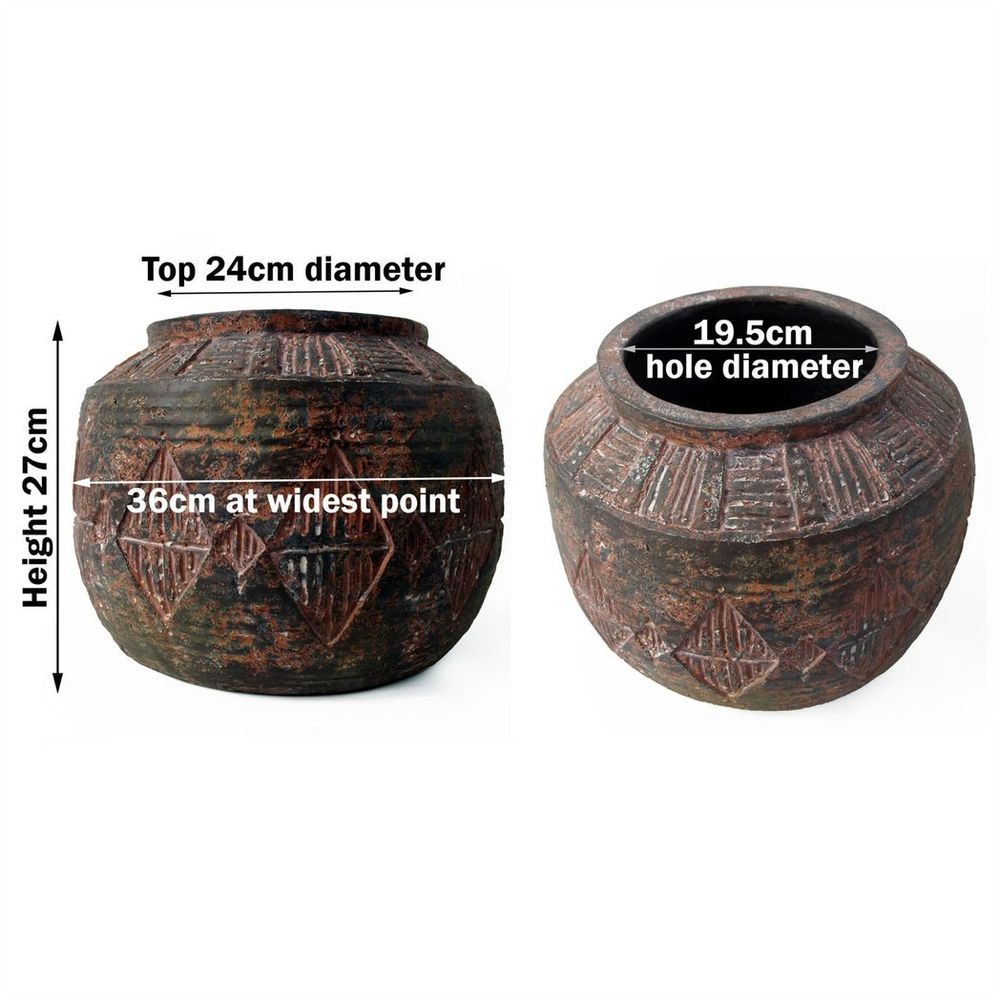 27cm x 36cm Aztec Diamond Large Planter with Fibreglass Detail