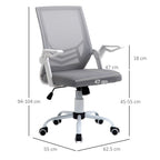 Office Chair, Ergonomic Desk Chair, Executive Computer Chair with 90° Flip-up Armrest and Lumbar Support, Adjustable Height for Home/Office, Grey