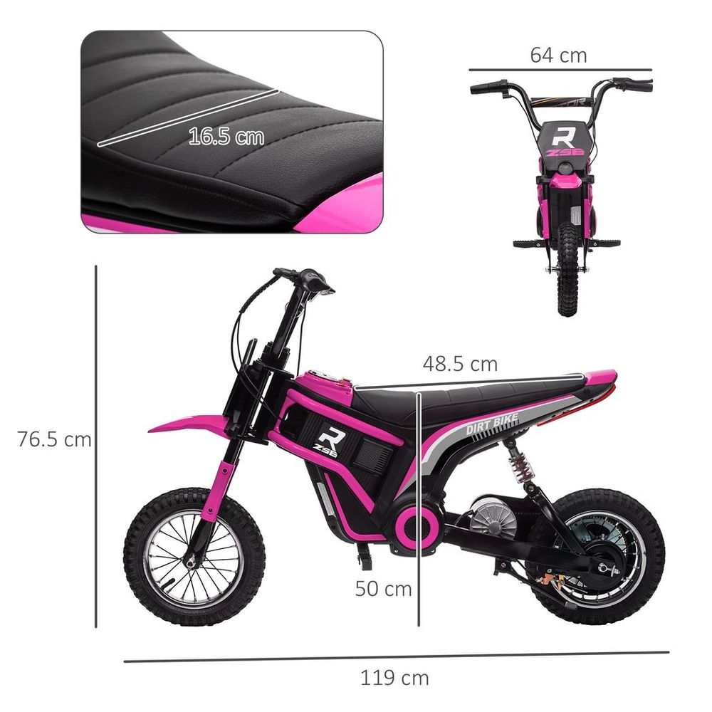 24V Kids Electric Motorbike with Twist Grip Throttle, Music, Horn - Pink