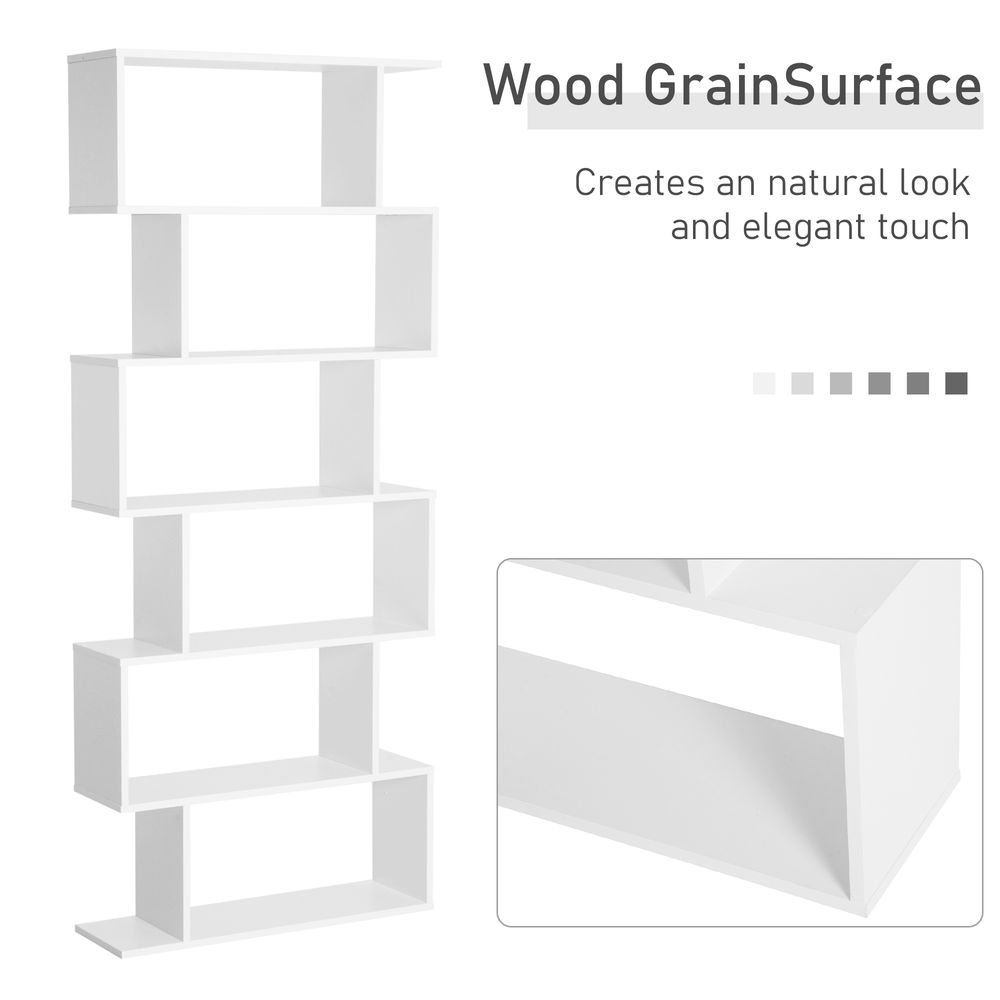 Particle Board 6-Tier White Shelving Unit - Versatile Storage Solution