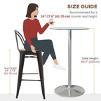 Round Bar Table for 2 People, High Pub Table with Tempered Glass Top
