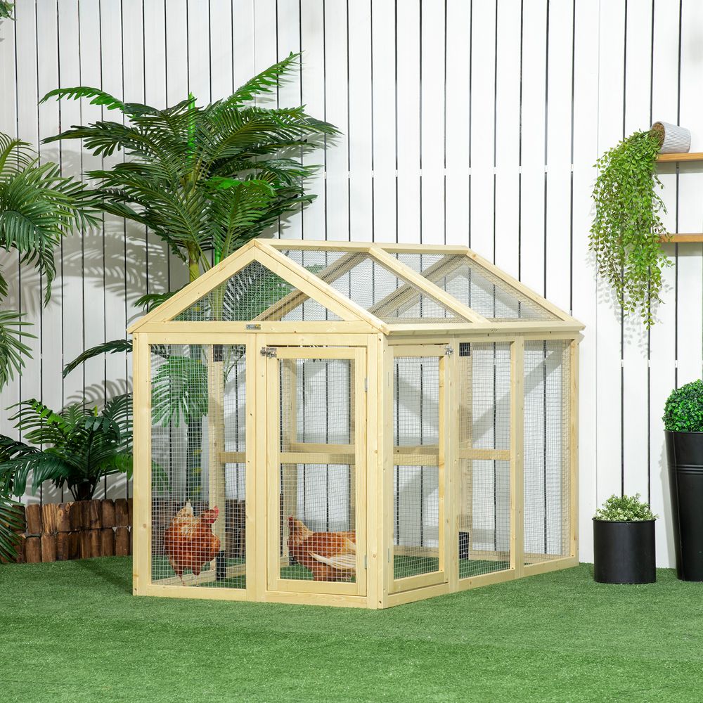 Chicken Run, Wooden Chicken Coop w/ Combinable Design-Natural Wood Finish in Wood