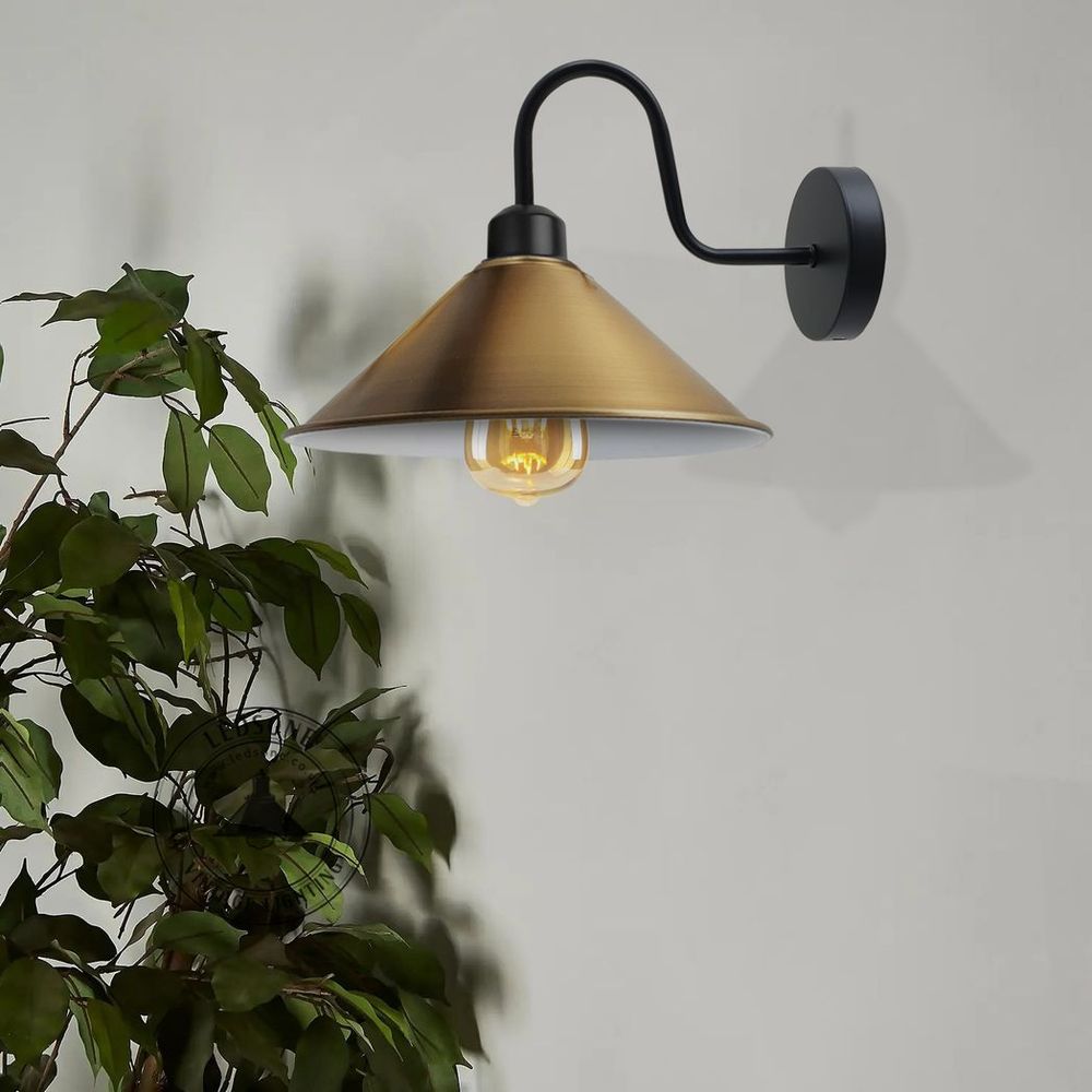 Vintage Yellow Brass Wall Light Fixture, Black Wall Sconce E27 Base, Elegant Design - for Indoor Lighting