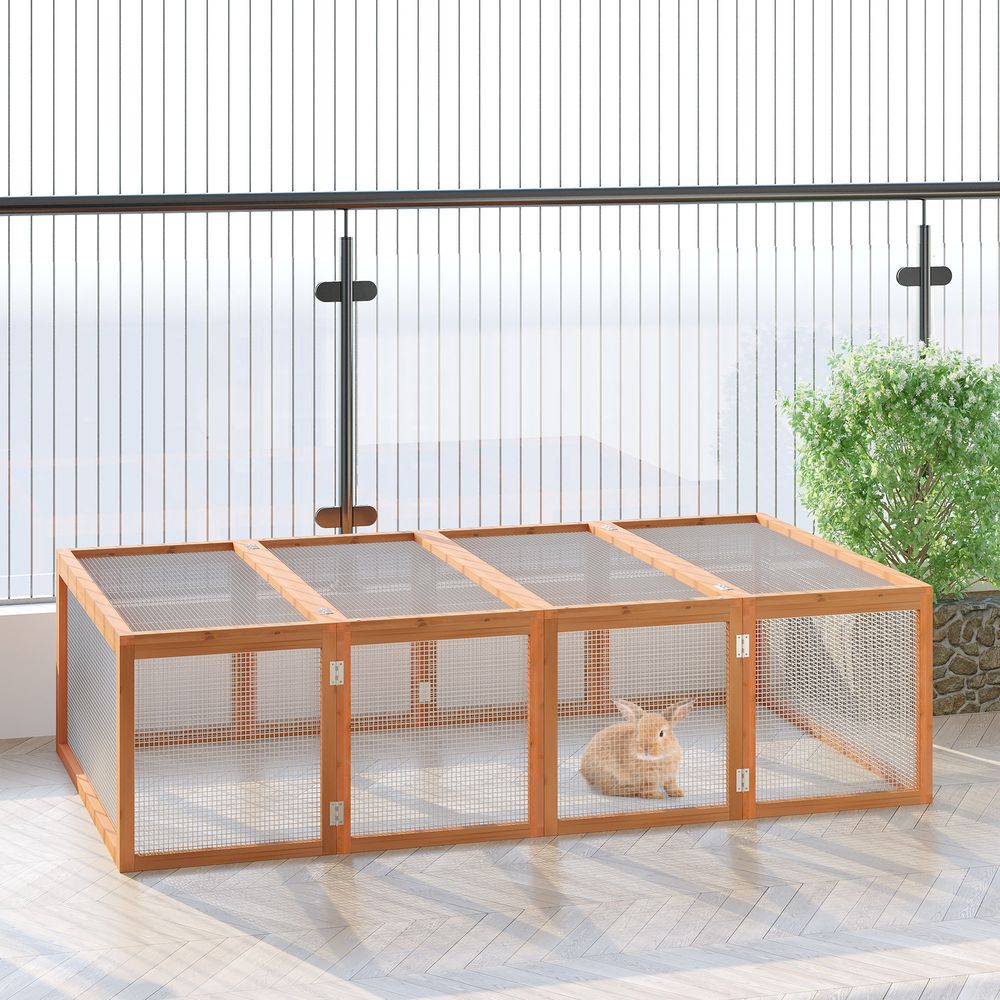 6ft Outdoor Wooden Rabbit Hutch Cage with Wire Mesh Safety Run and Play Space