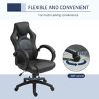 Executive Racing Swivel Gaming Office Chair PU Leather Computer Desk Chair Grey in Leather