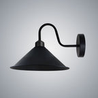 Black Wall Light Fixture,Black Wall Sconce E27 Base Socket Screw Type Wall Mounted Swan Neck Cone Shape Shade in Black