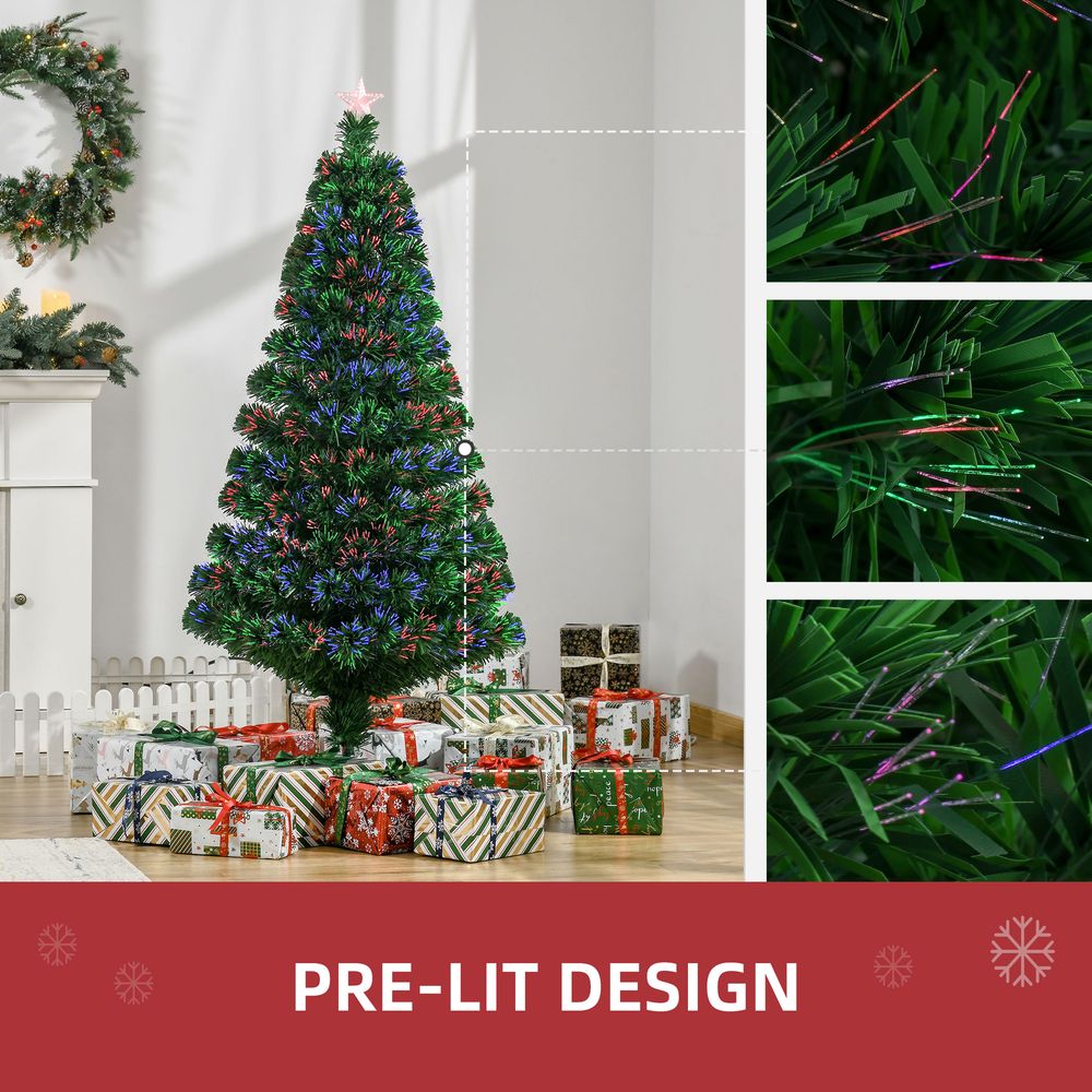 Pre-Lit Fibre Optic Artificial Christmas Tree Topper Multi-Colour 5ft
