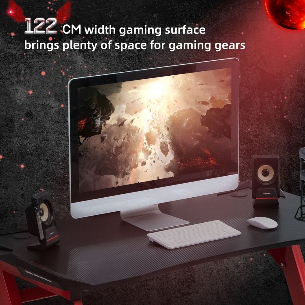 Gaming Desk: Gamepad Holder, Cup Holder, Headphone Hook - Home Office