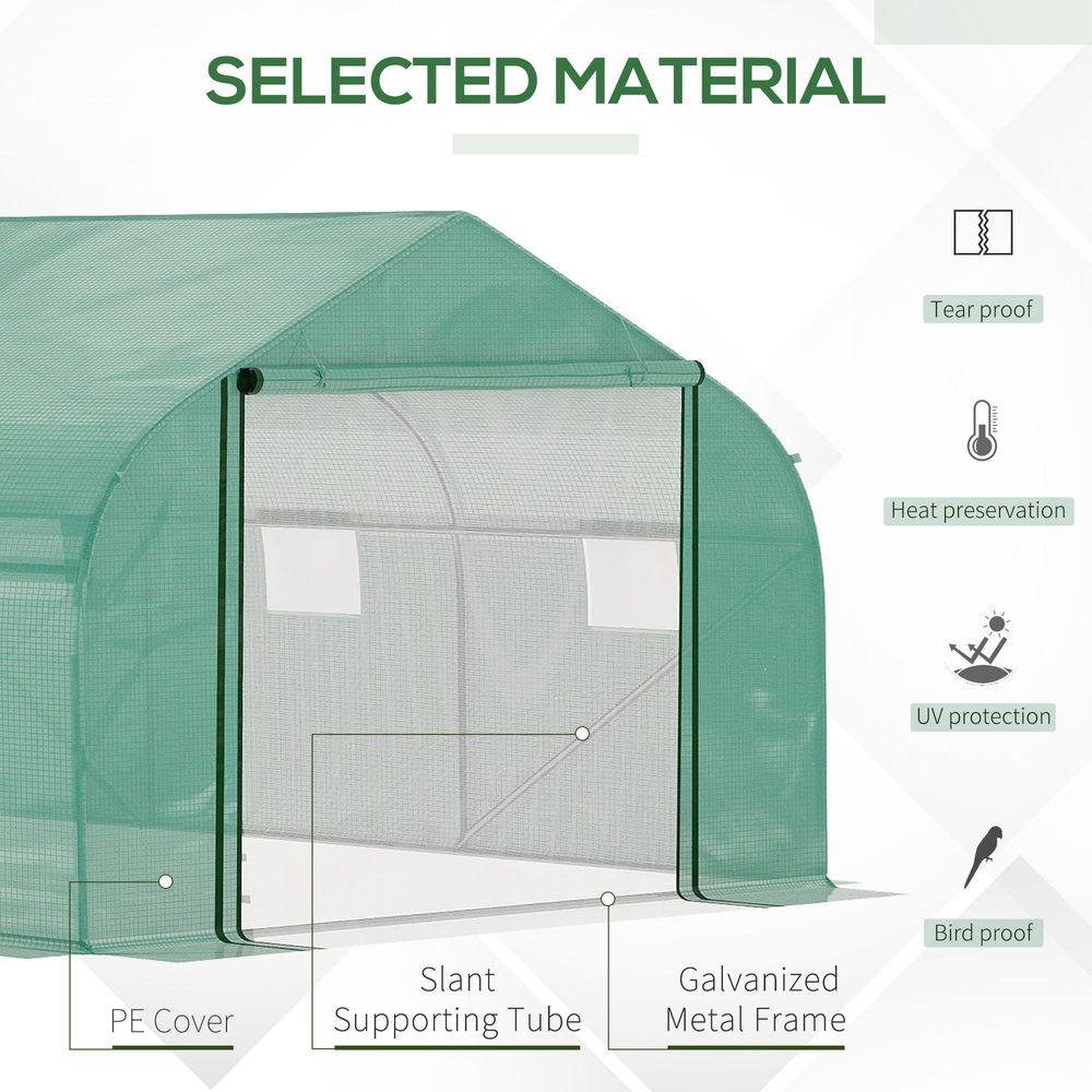 15x10ft Walk-in Greenhouse: Strong PE Cover, Zip Door, 6 Windows, Ideal for Year-Round Gardening