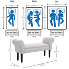 Elegant Flannelette Home End Bench Wood Legs Padding High Scrolled Ends