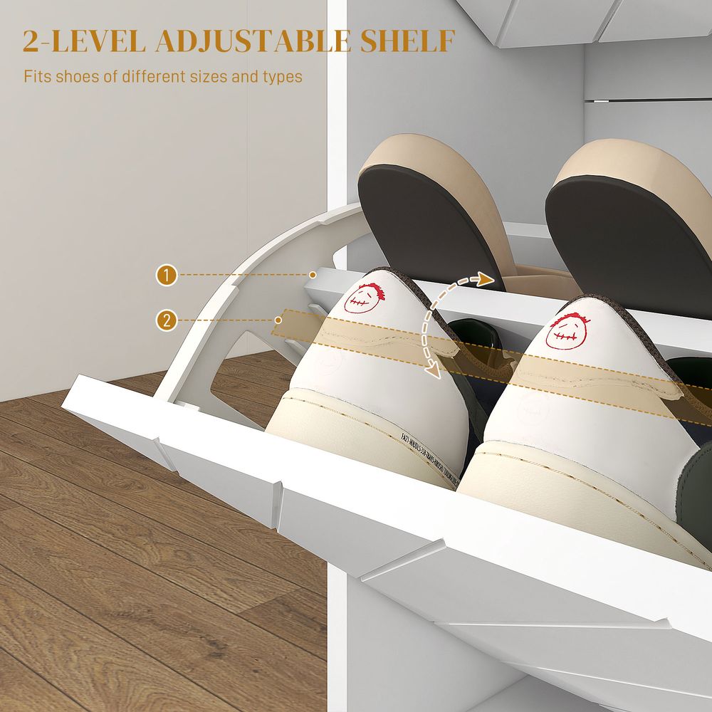 Shoe Storage Cabinet - 2 Flip Drawers - 12 Pairs Capacity - Dust-Free & Durable
