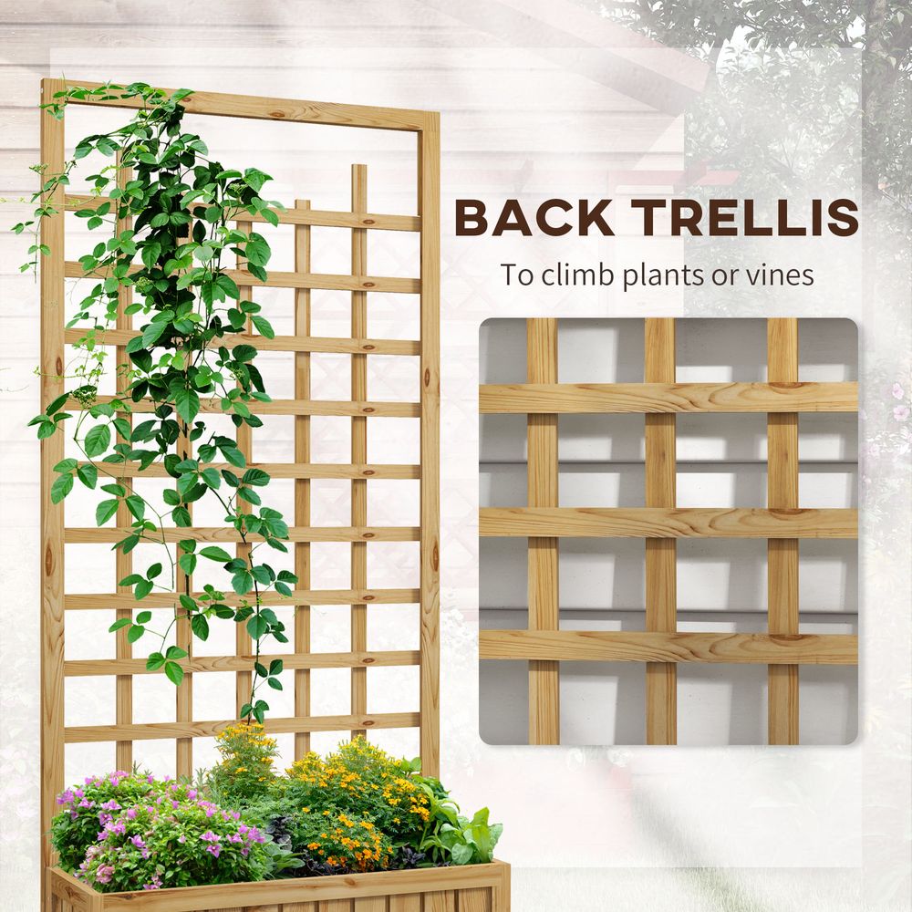 Wooden Trellis Planter, Raised Garden Bed with Wheels and Bed Liner