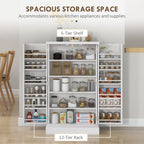 Kitchen Cupboard: Double Doors, 5-Tier Shelf, 12 Spice Racks, White