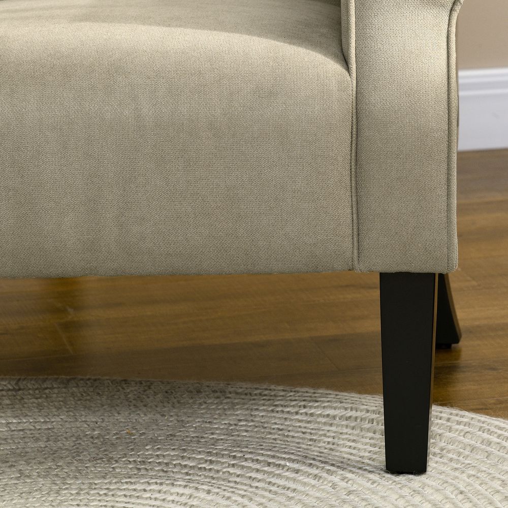 Armchair, Upholstered Modern Accent Chair with Wood Legs, Beige