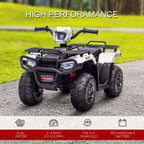 12V Electric Quad Bike for Kids - LED Lights, Music - White