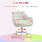 Faux Fur Unicorn Desk Chair Fluffy Home Office Chair with Armrests