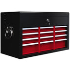 Lockable Metal Tool Chest w/ 6 Drawer, Ball Bearing Runners, Black in Black