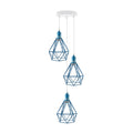 3 Head pendant Industrial Ceiling Light Fitting, Metal Vintage Lamp shade Blue